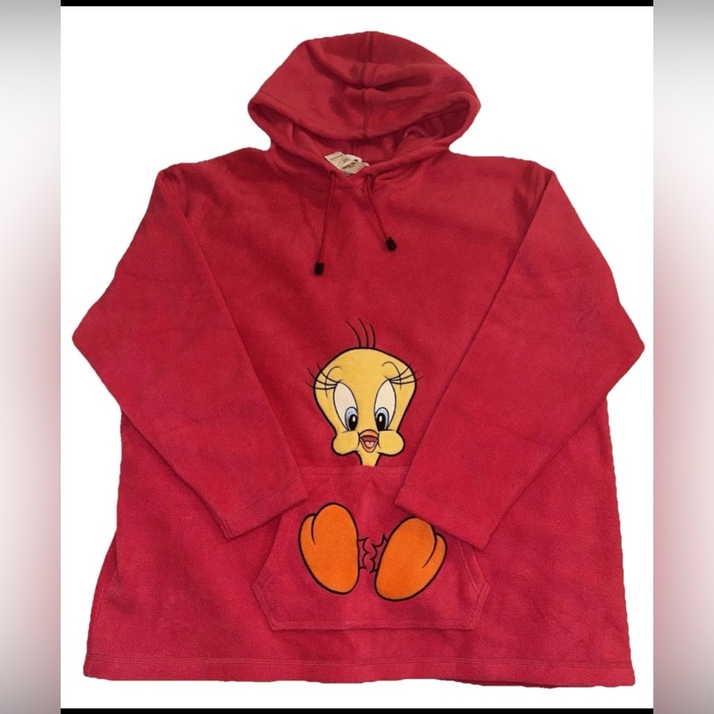 Vintage 2000 Warner Bros Studio Store Looney Tunes Tweety Bird Fleece Hoodie XXL